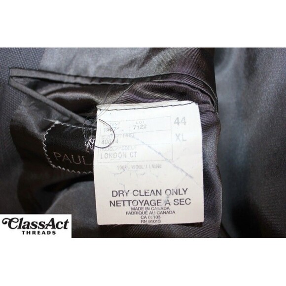 Paul Dione 2 Piece Suit Mens Gray Birdeye Double Breasted 44XL Pleated 36" W - Picture 9 of 10